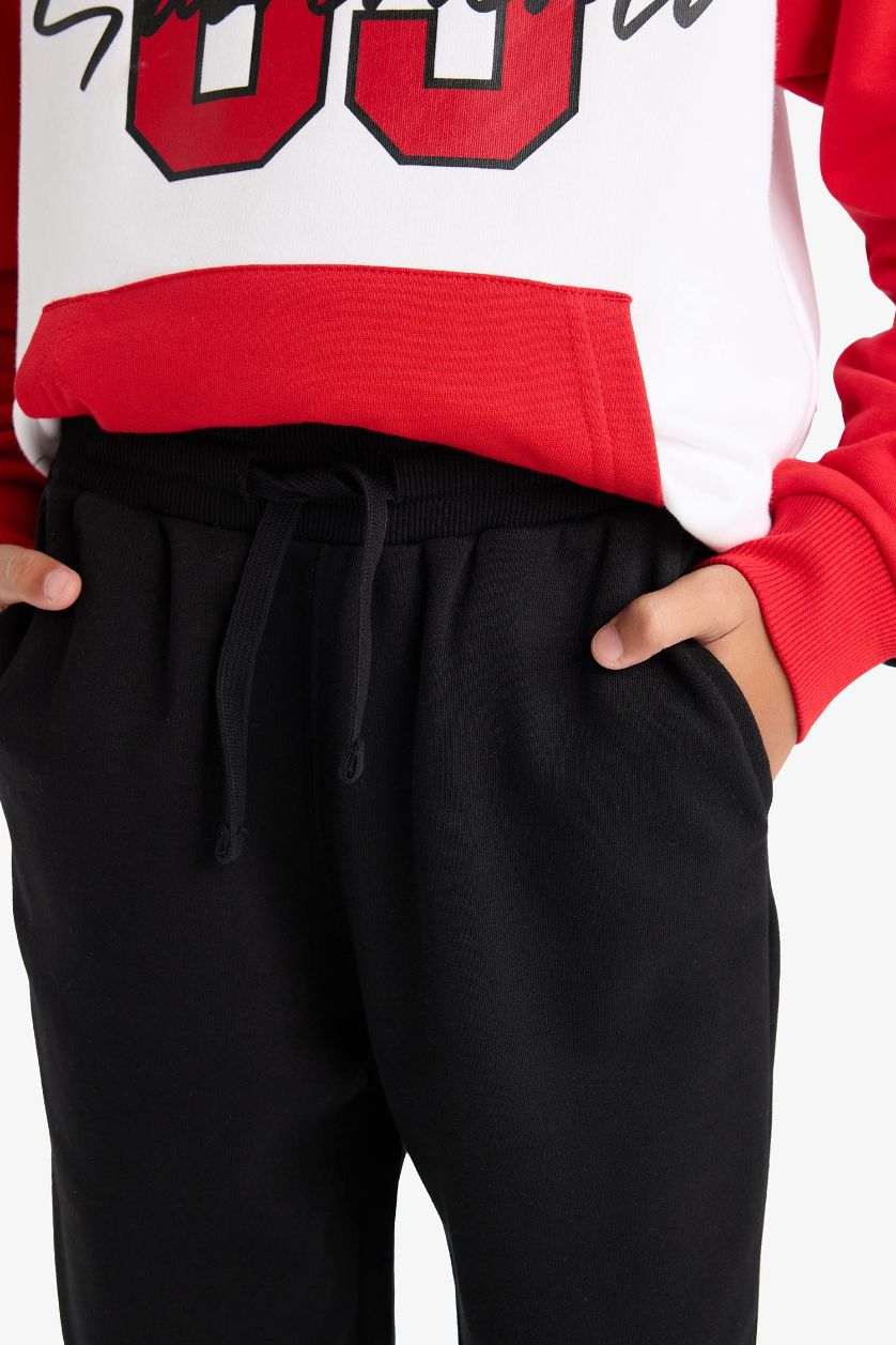 Erkek Çocuk - Genç Erkek Kırmızı 2'li Takım Kapüşonlu Baskılı Sweatshirt Eşofman Altı Erkek Çocuk