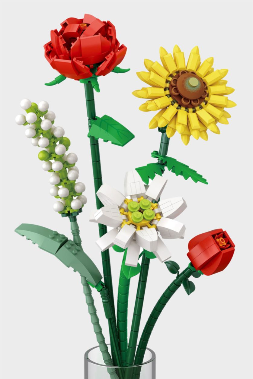 Kadın Karma Ayçiçeği Gül ve Papatya Buketi Blok Set