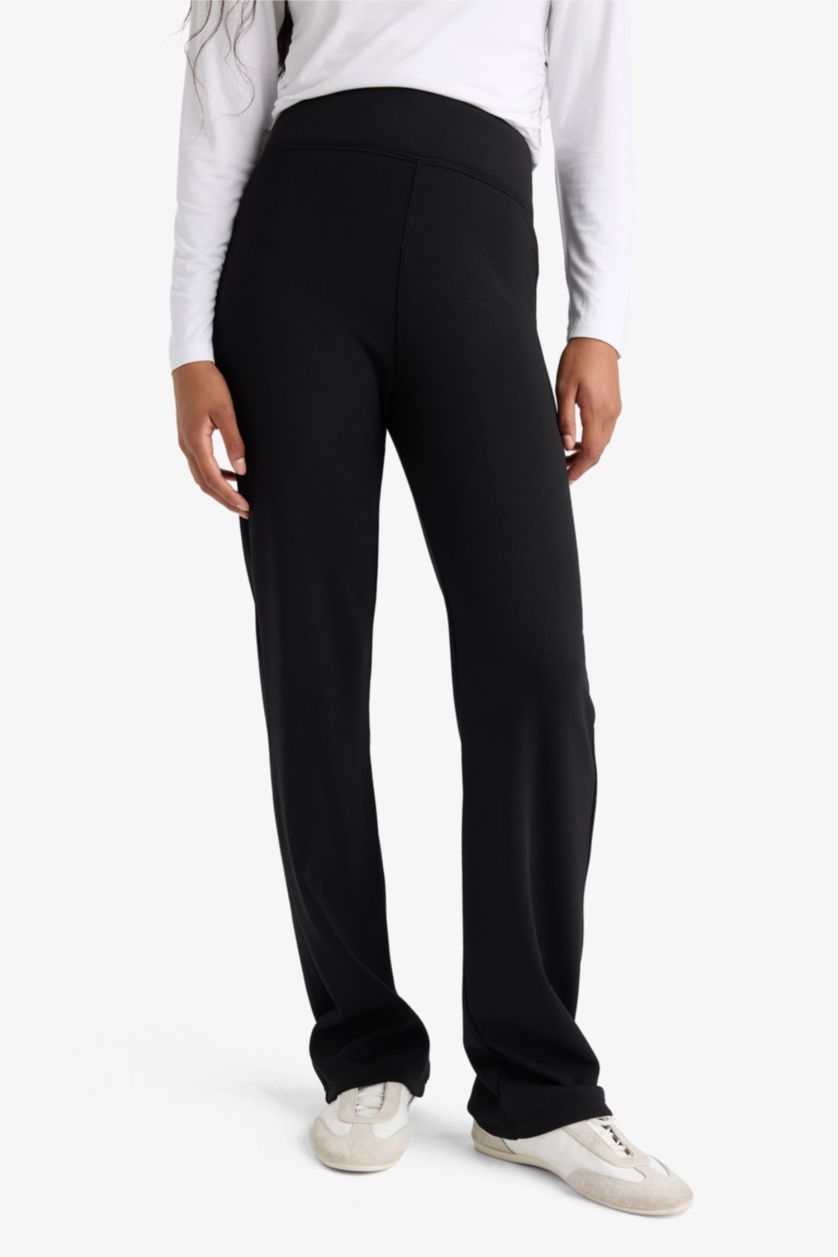 Kadın Siyah Flare Fit Geniş Paça Termal Tayt