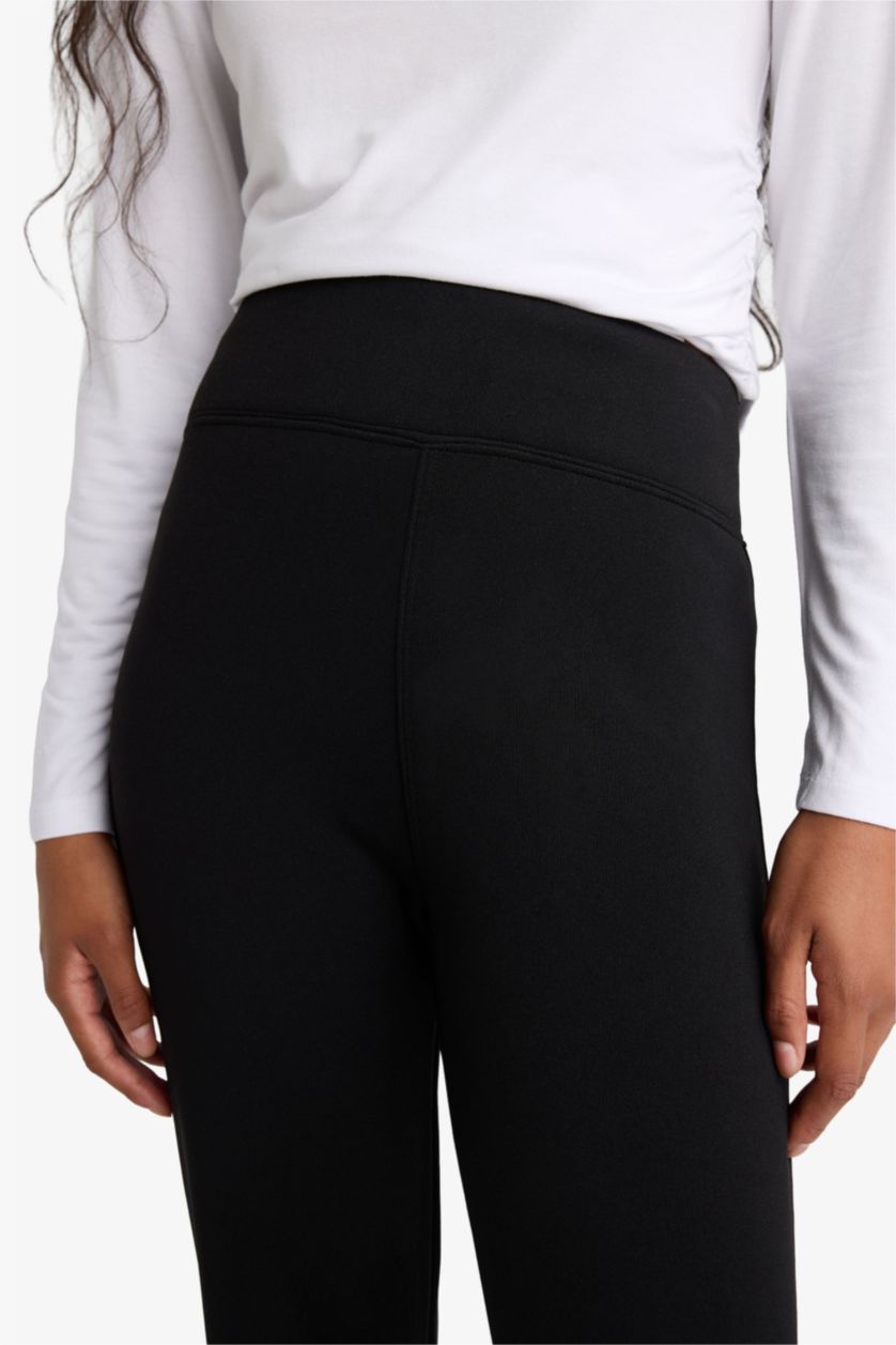 Kadın Siyah Flare Fit Geniş Paça Termal Tayt