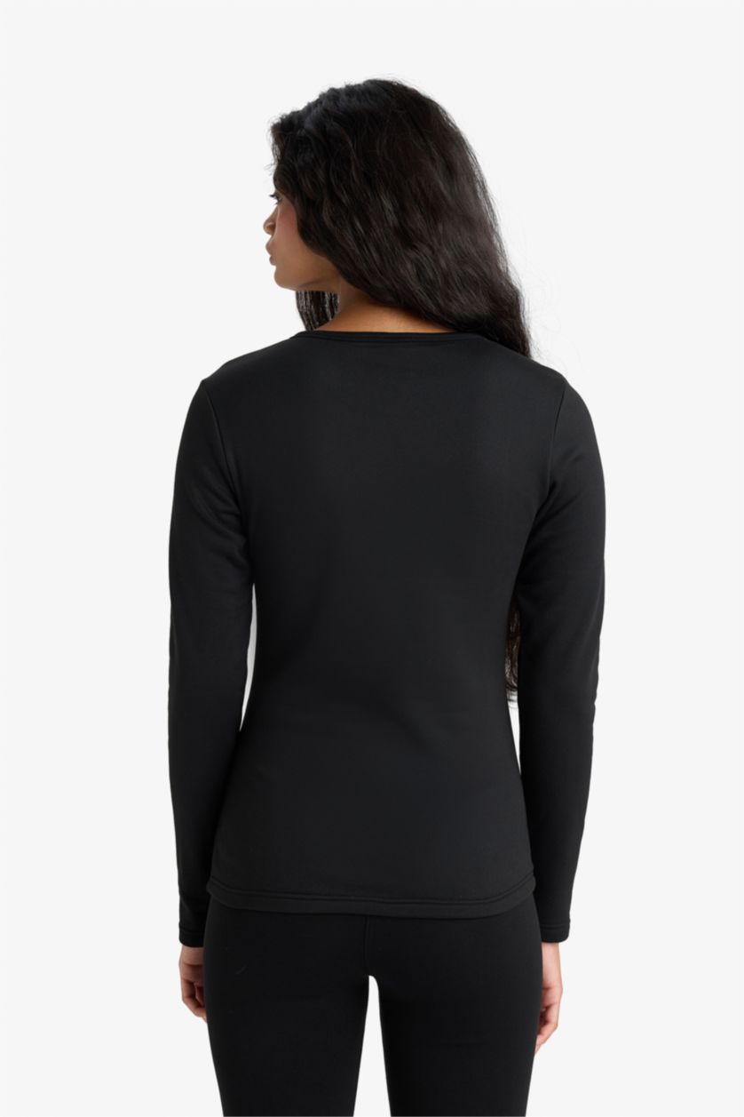 Kadın Siyah Basic Düz Uzun Kollu Üst