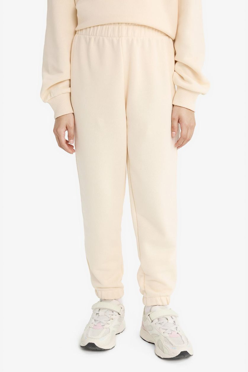 بناتي حجري فاتح طقم بناتي سويت شيرت وسويت بانتس - قطعتين