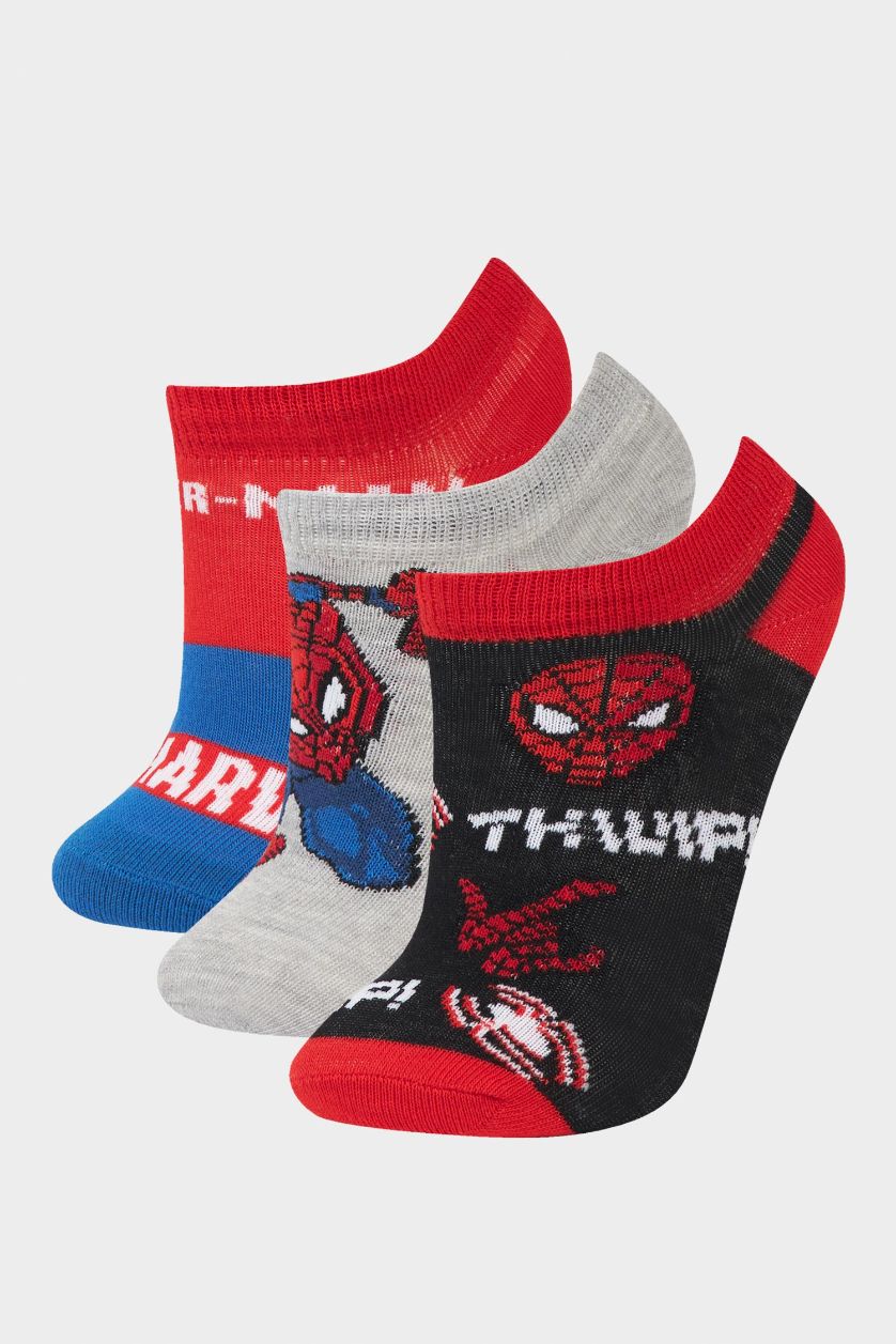 Erkek Çocuk - Genç Erkek Karma Erkek Çocuk Marvel Spiderman 3'lü Pamuklu Patik Çorap