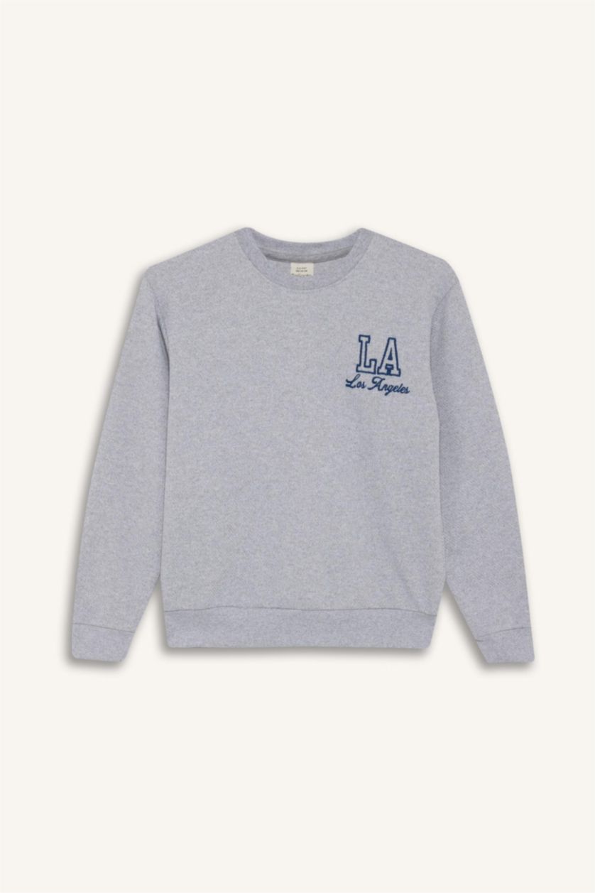 أولادي ميلانج رمادي طقم اولادي سويت شيرت وسويت بانتس قصة عادية - قطعتين