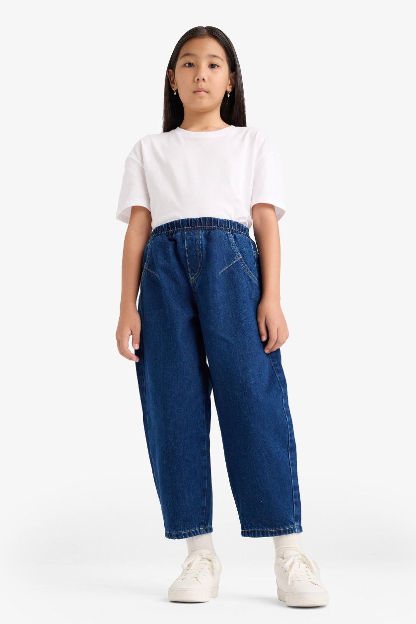 GIRLS & TEENS Dark Blue Girl Balloon Fit Wide Leg Jeans