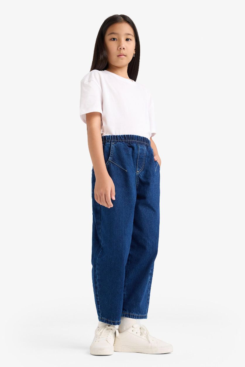 GIRLS & TEENS Dark Blue Girl Balloon Fit Wide Leg Jeans
