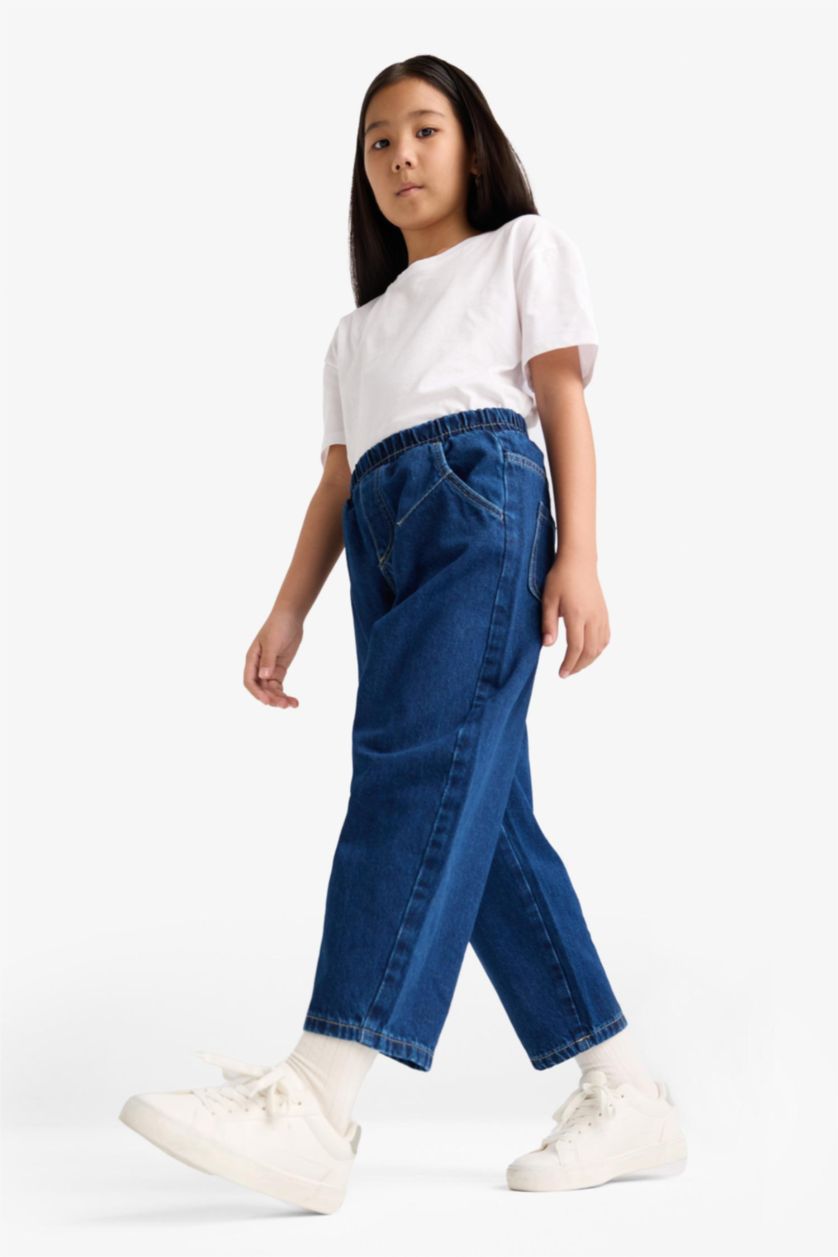 Girls & Teens Dark Blue Girl Balloon Fit Wide Leg Jeans