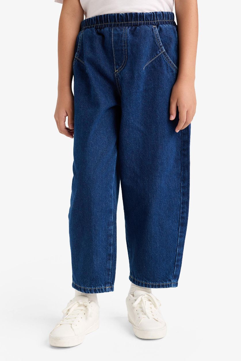 GIRLS & TEENS Dark Blue Girl Balloon Fit Wide Leg Jeans