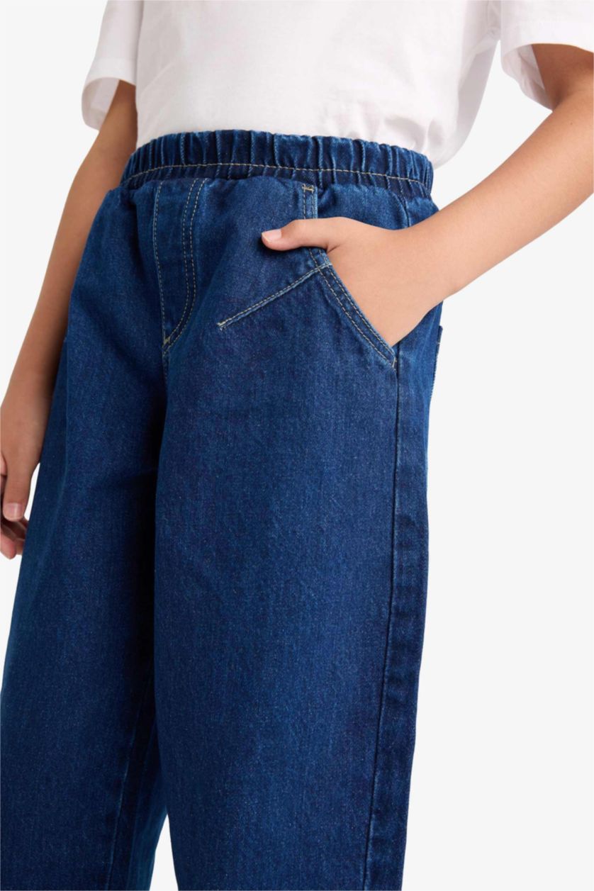 Girls & Teens Dark Blue Girl Balloon Fit Wide Leg Jeans