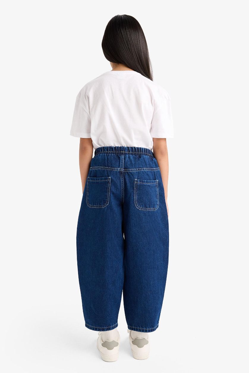 GIRLS & TEENS Dark Blue Girl Balloon Fit Wide Leg Jeans