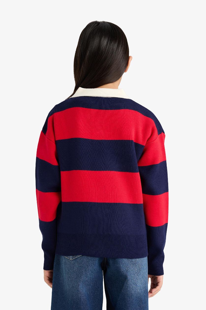 بنات كحلي بلوفر قصة عادية بياقة بولو