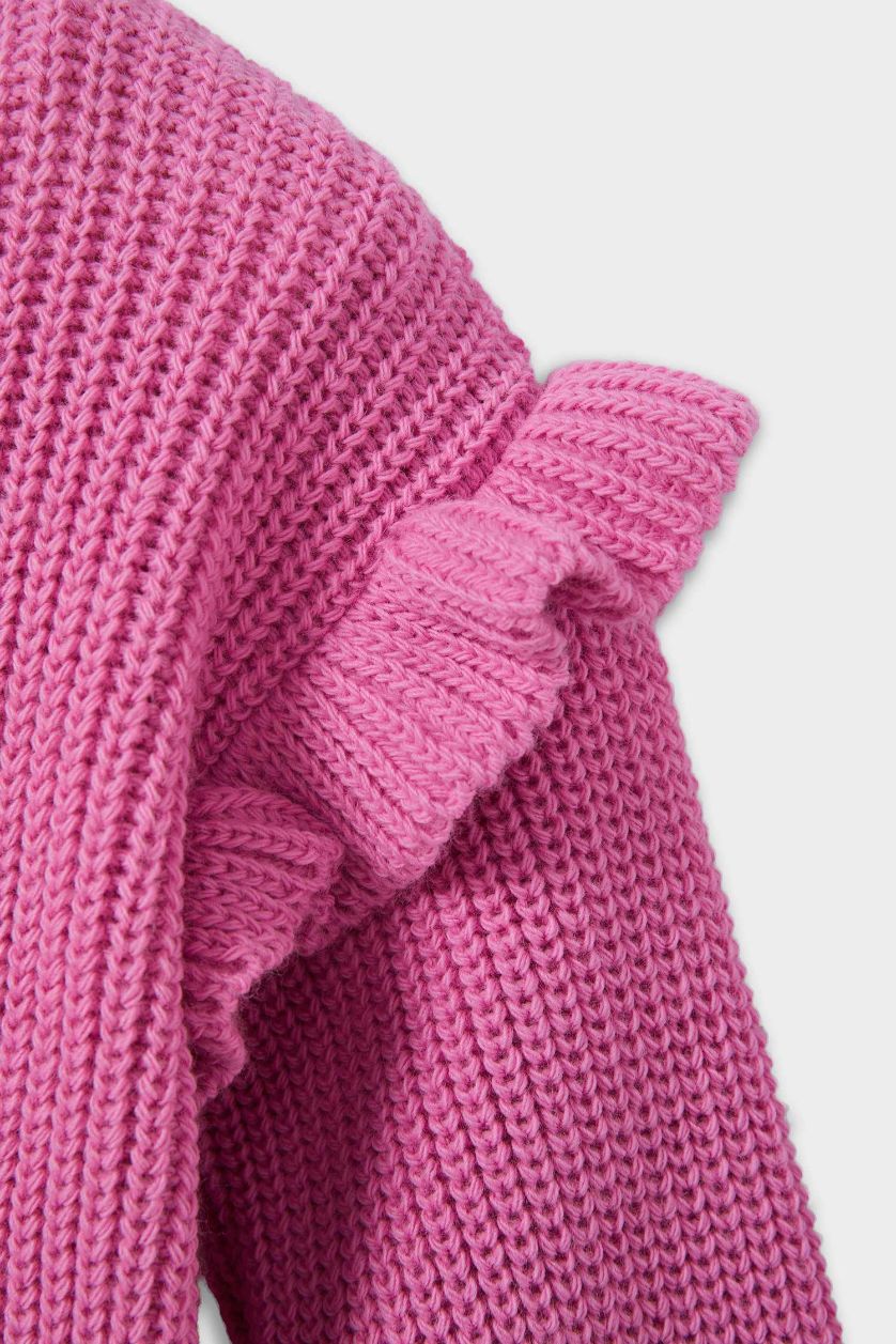 BÉBÉ FILLE Rose Pull en tricot à col rond pour bébé fille
