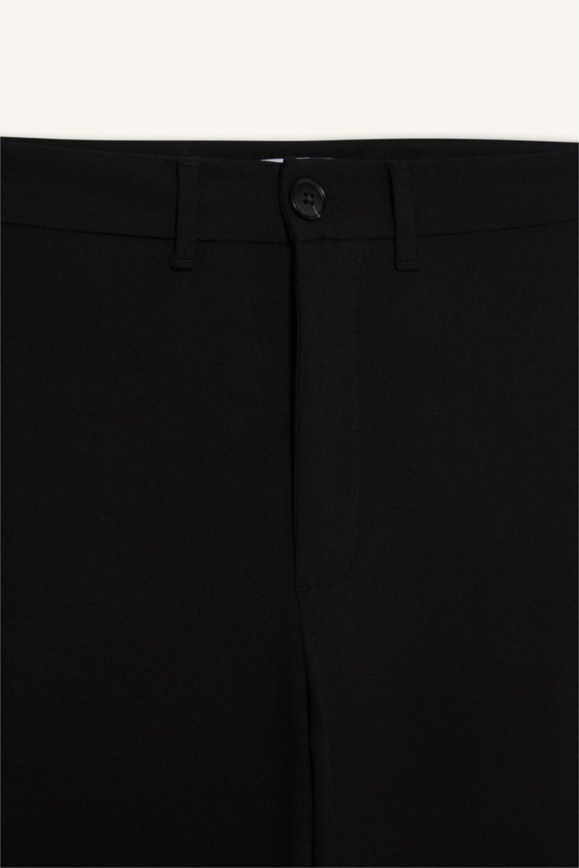 Kadın Siyah Wide Leg Normal Bel Basic Düz Standart Boy Pantolon