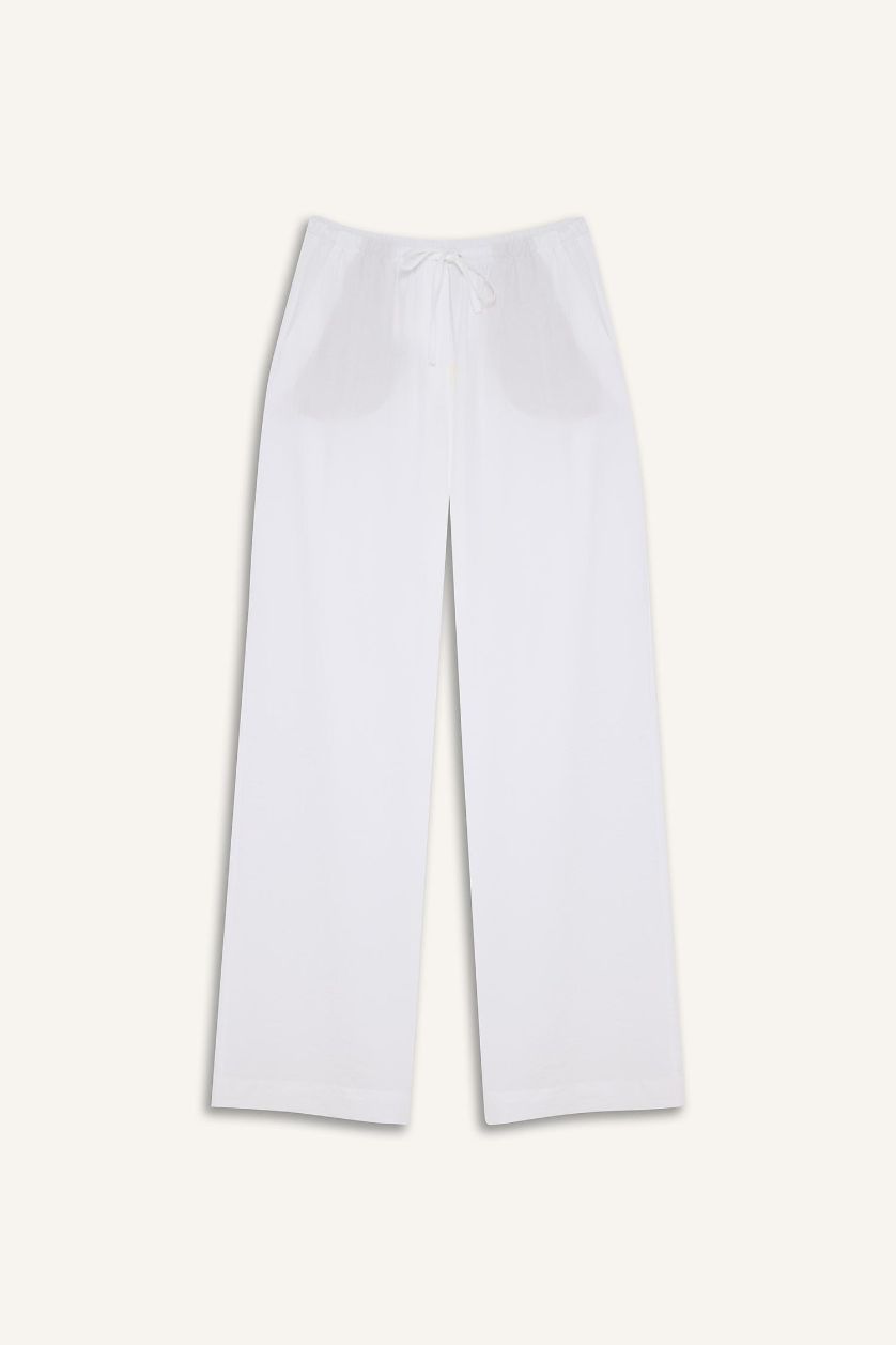 FEMME Blanc Pantalon palazzo blanc taille haute à jambes larges avec poches