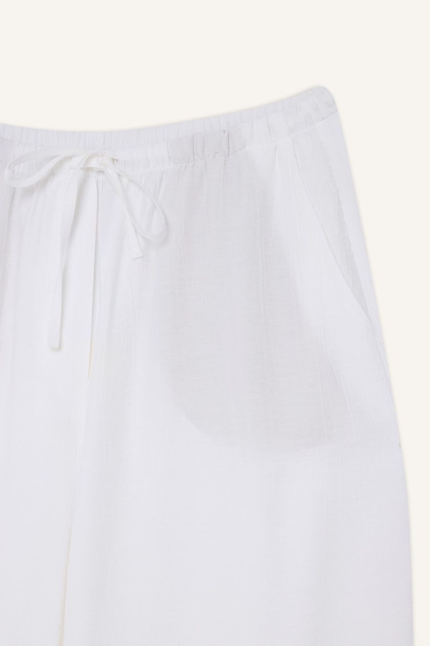 FEMME Blanc Pantalon palazzo blanc taille haute à jambes larges avec poches