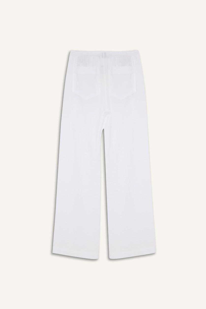 FEMME Blanc Pantalon palazzo blanc taille haute à jambes larges avec poches