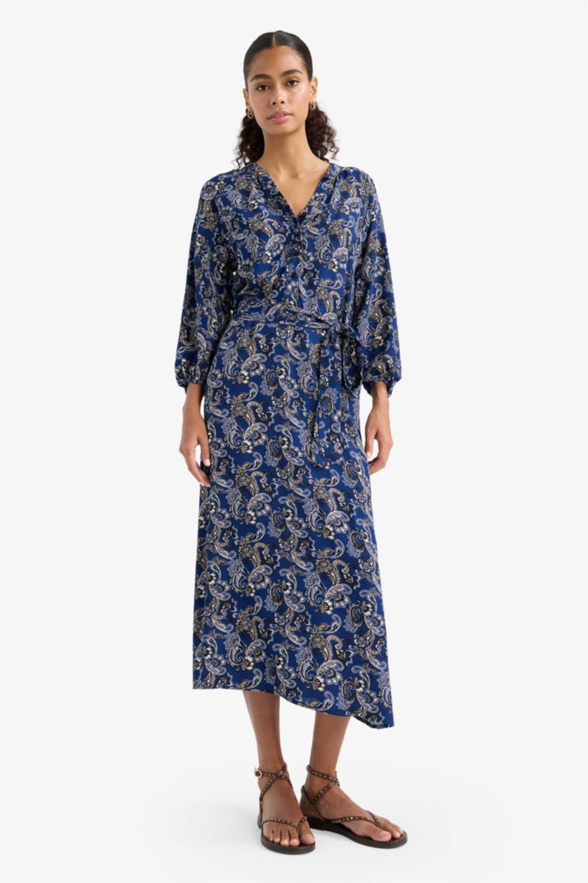 WOMAN NAVY Floral Long Sleeve Dress