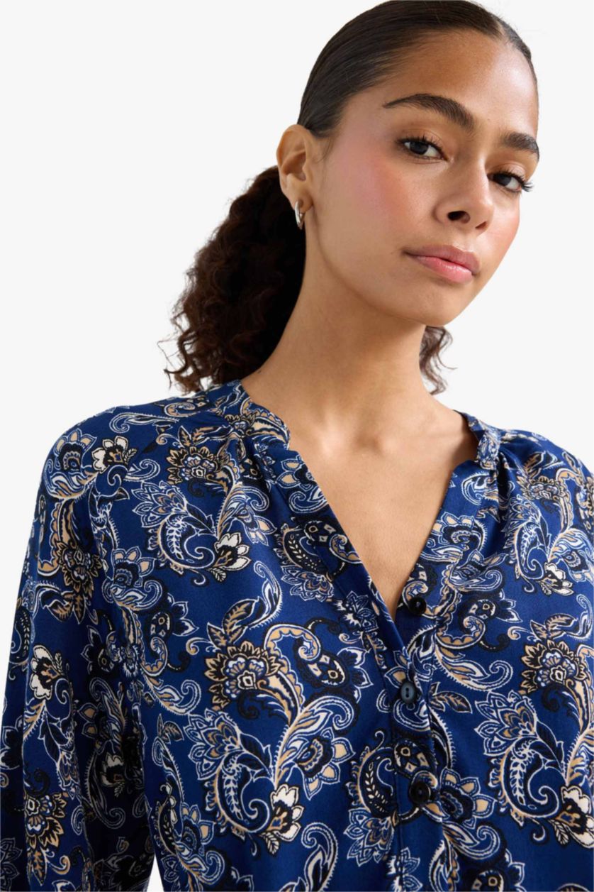 WOMAN NAVY Floral Long Sleeve Dress