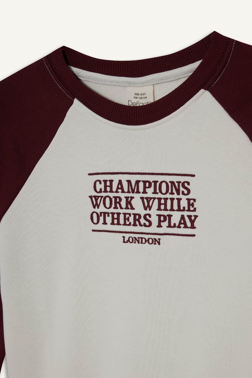 أولاد بيج فاتح سويت شيرت تطريز اوفر سايز بياقة مستديرة