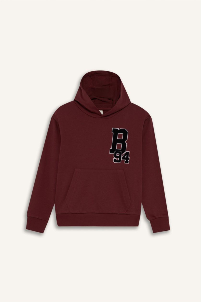 أولاد خمري سويت شيرت ولادي اوفر سايز بغطاء للرأس بجيب