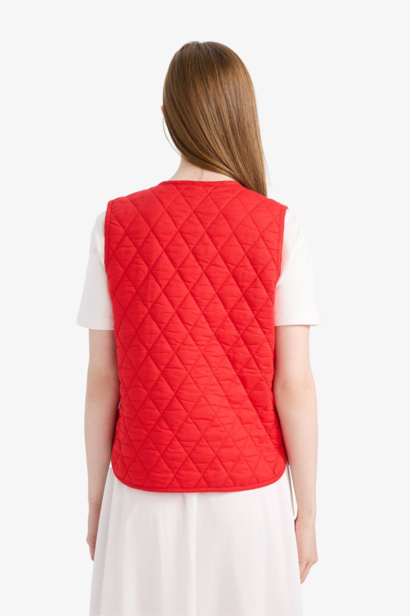 حريمي أحمر فيست قطن بياقة V وربطة