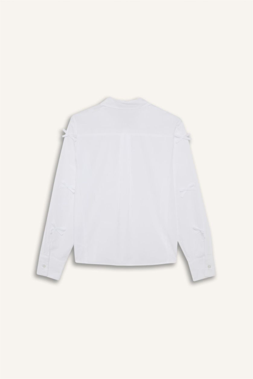 حريمي أبيض تونيك بوبلين كم طويل قصة عادية