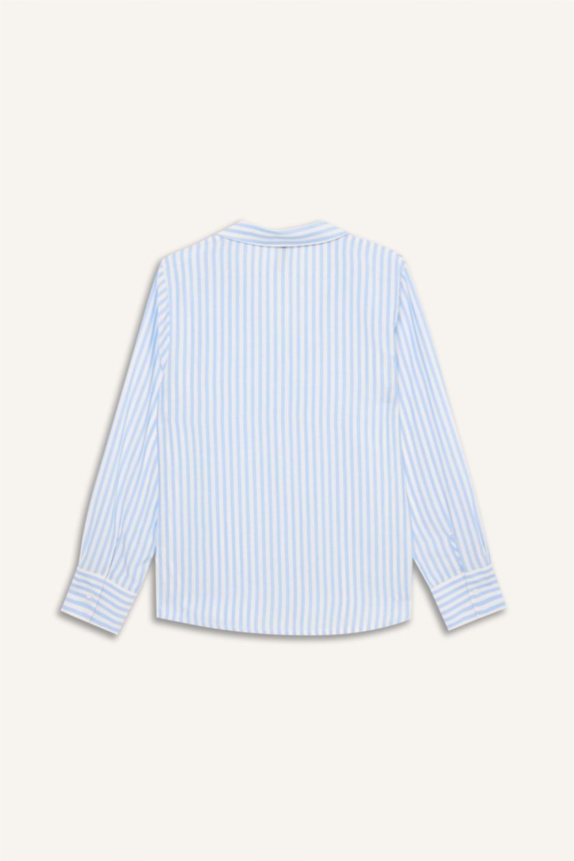 FEMME Bleu Chemise manches longues à col chemise Coupe décontractée édition Journée de la femme