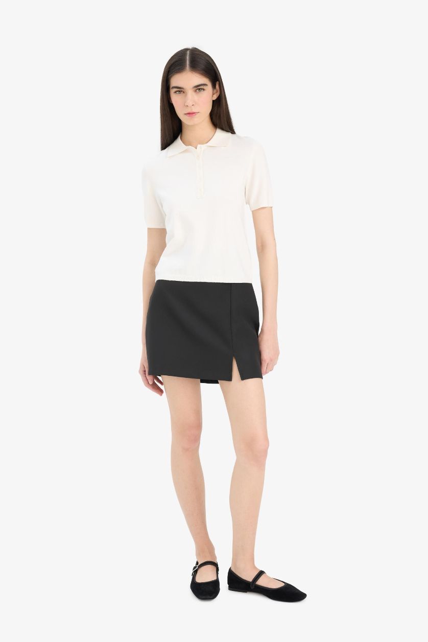 WOMAN Black A Cut Regular Waist Mini Black Skirt