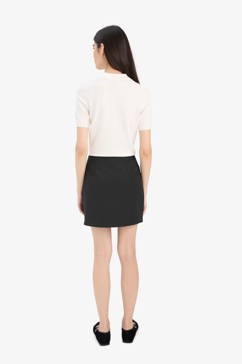 WOMAN Black A Cut Regular Waist Mini Black Skirt