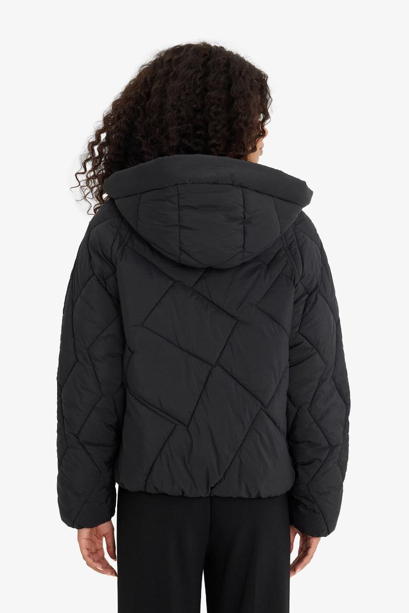 Woman Black Waterproof Regular Fit Puffer Jacket