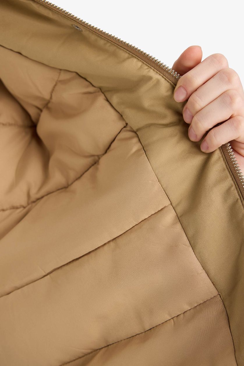 نساء بيج جاكيت خفيف قطن قصة عادية بغطاء للرأس مقاوم للماء