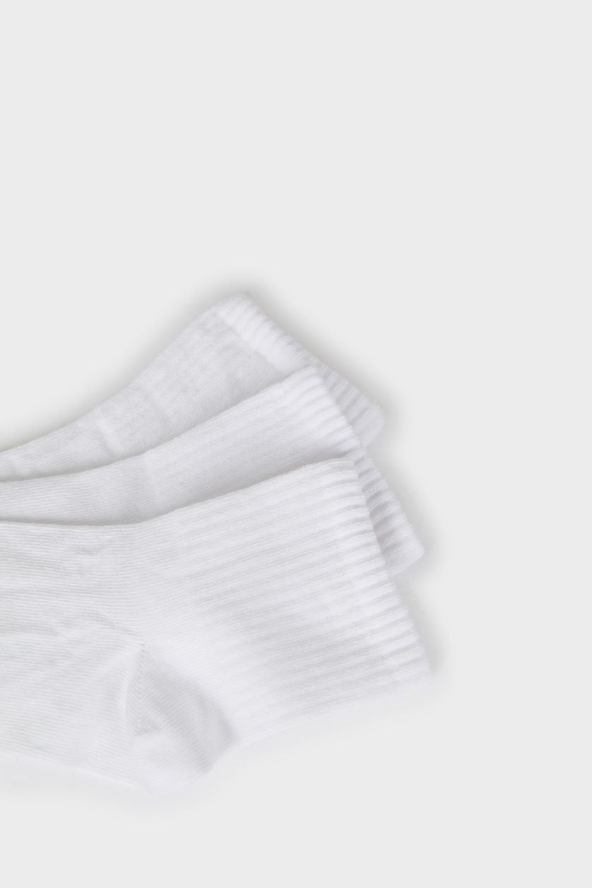 Kadın Beyaz Kadın Rahat Lastikli 3'lü Pamuklu Soket Çorap