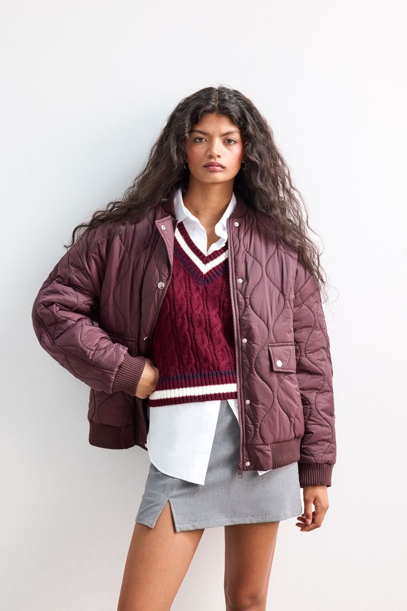 Woman Bordeaux Waterproof Regular Fit Jacket