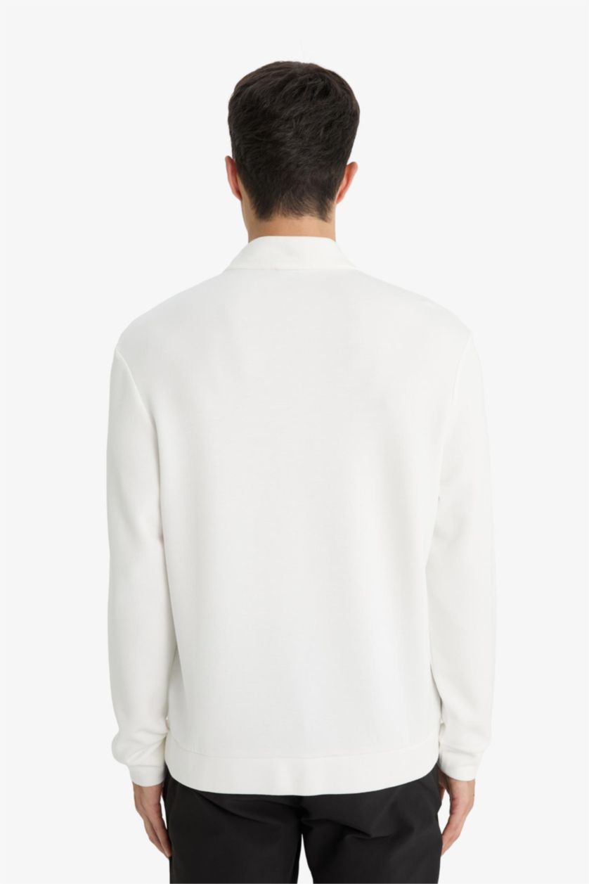 Ерлер ақ қалыпты пішім тік жаға Свитер