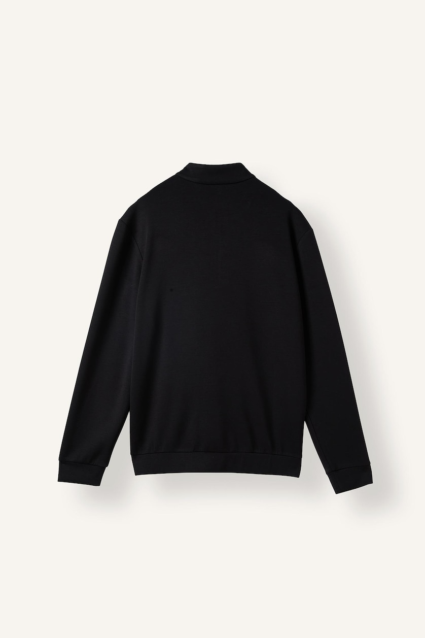 Erkek Siyah Regular Fıt Yarım Fermuarlı Sweatshirt