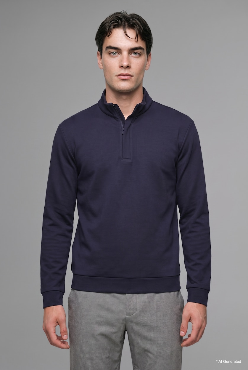 Men NAVY Dog Collar Long Sleeve Sweatshirt