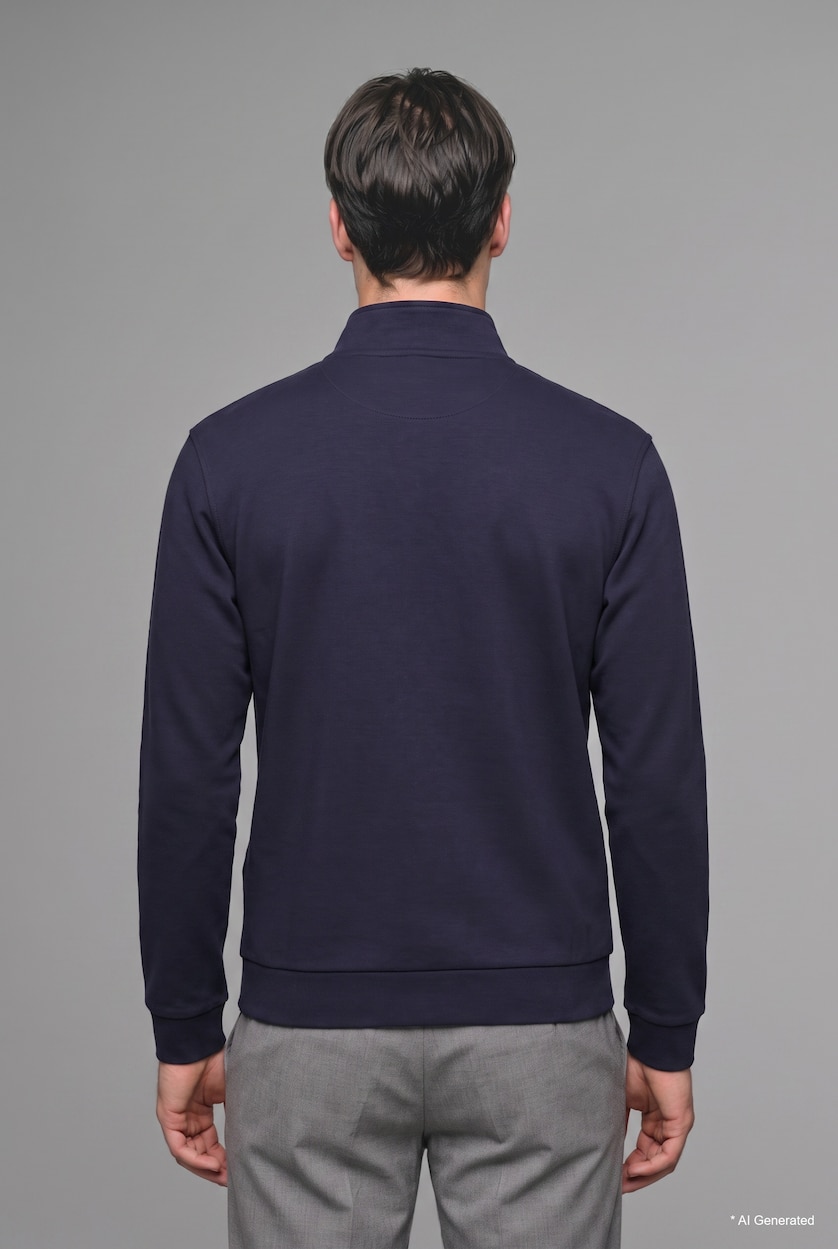 Men NAVY Dog Collar Long Sleeve Sweatshirt