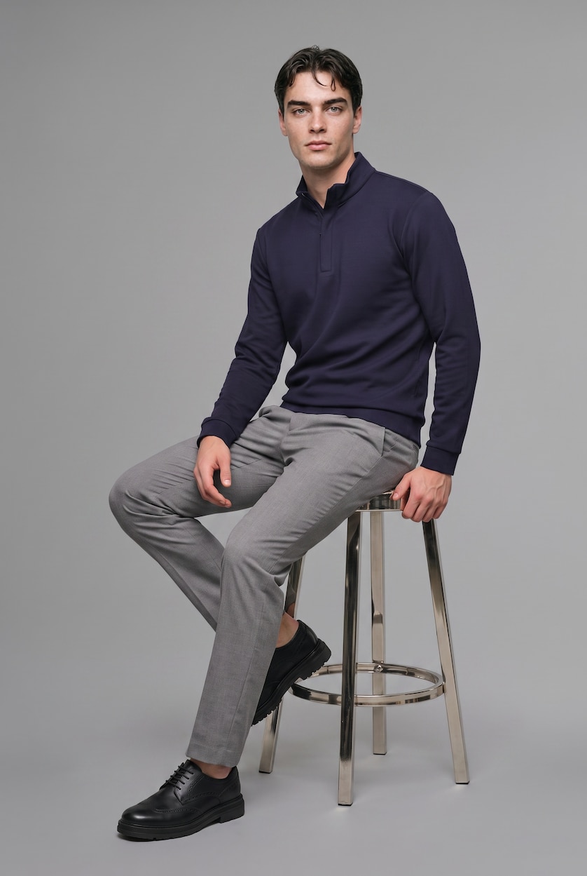 Ерлер әскери-теңіз тік жаға ұзын жеңді Свитер