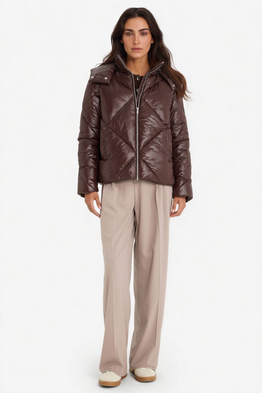 WOMAN Brown Waterproof Regular Fit Puffer Jacket