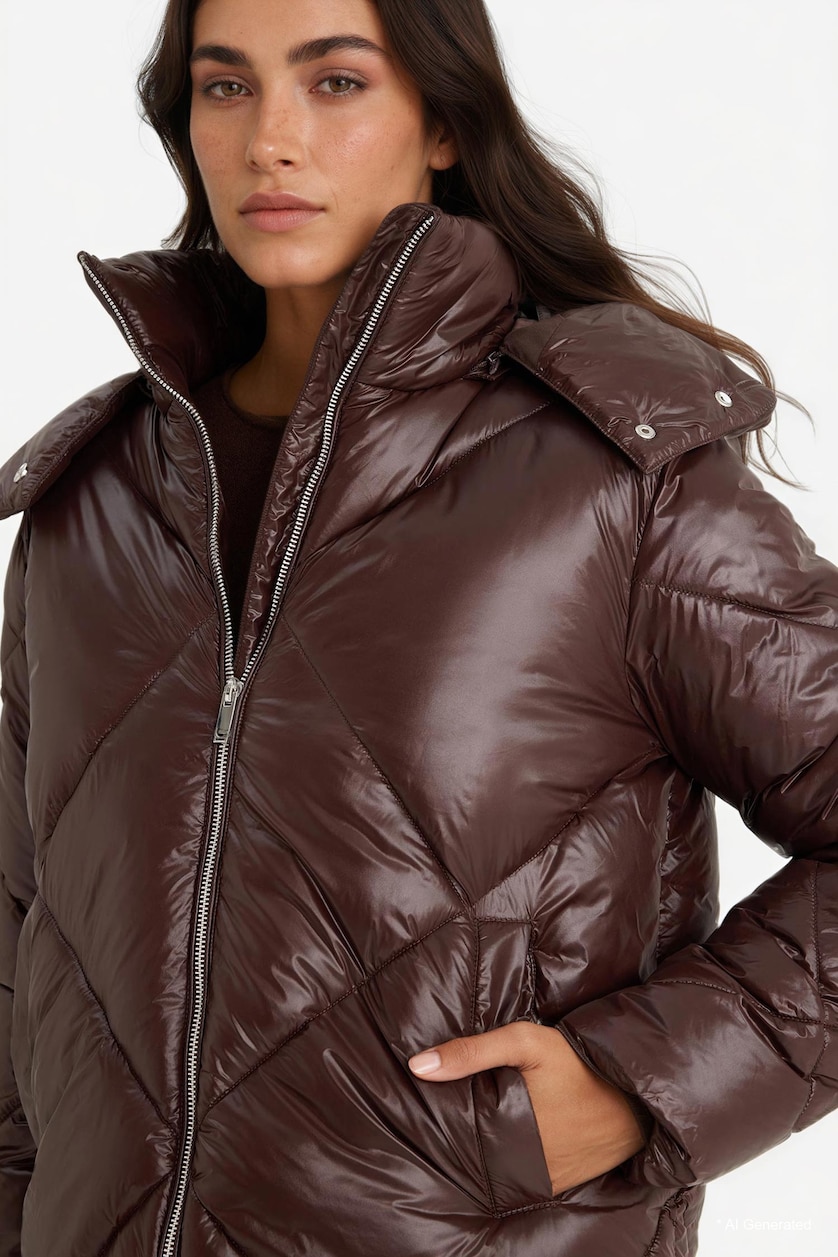 نساء بني Puffer Jacket