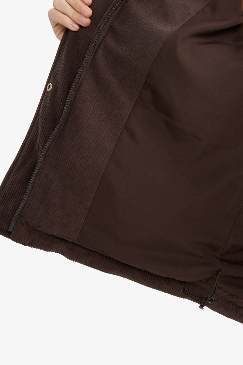 WOMAN Brown Regular Fit Velvet Hooded Puffer Jacket