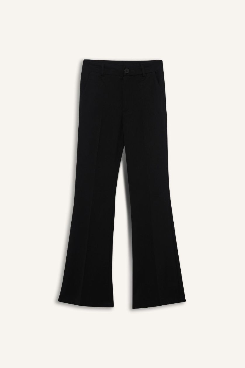 WOMAN Black Flare Fit Regular Waist Trousers