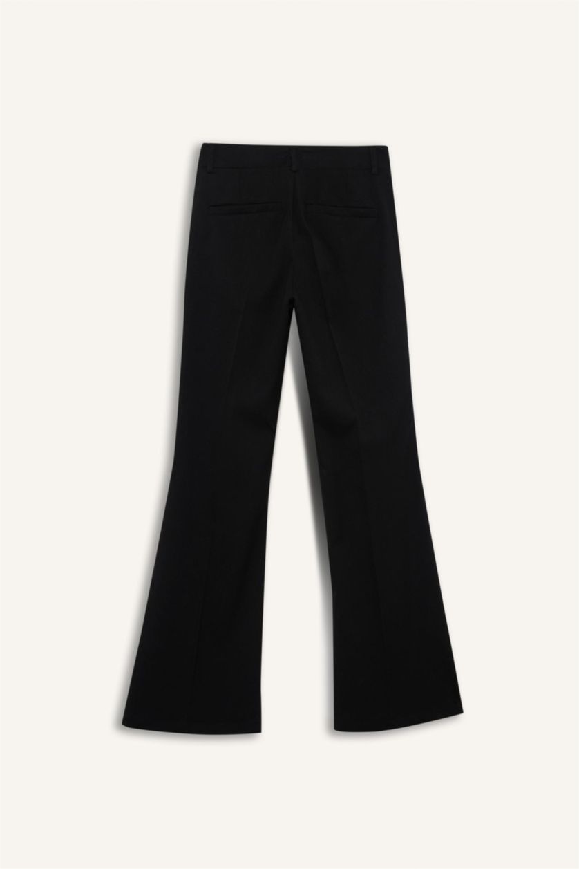 WOMAN Black Flare Fit Regular Waist Trousers