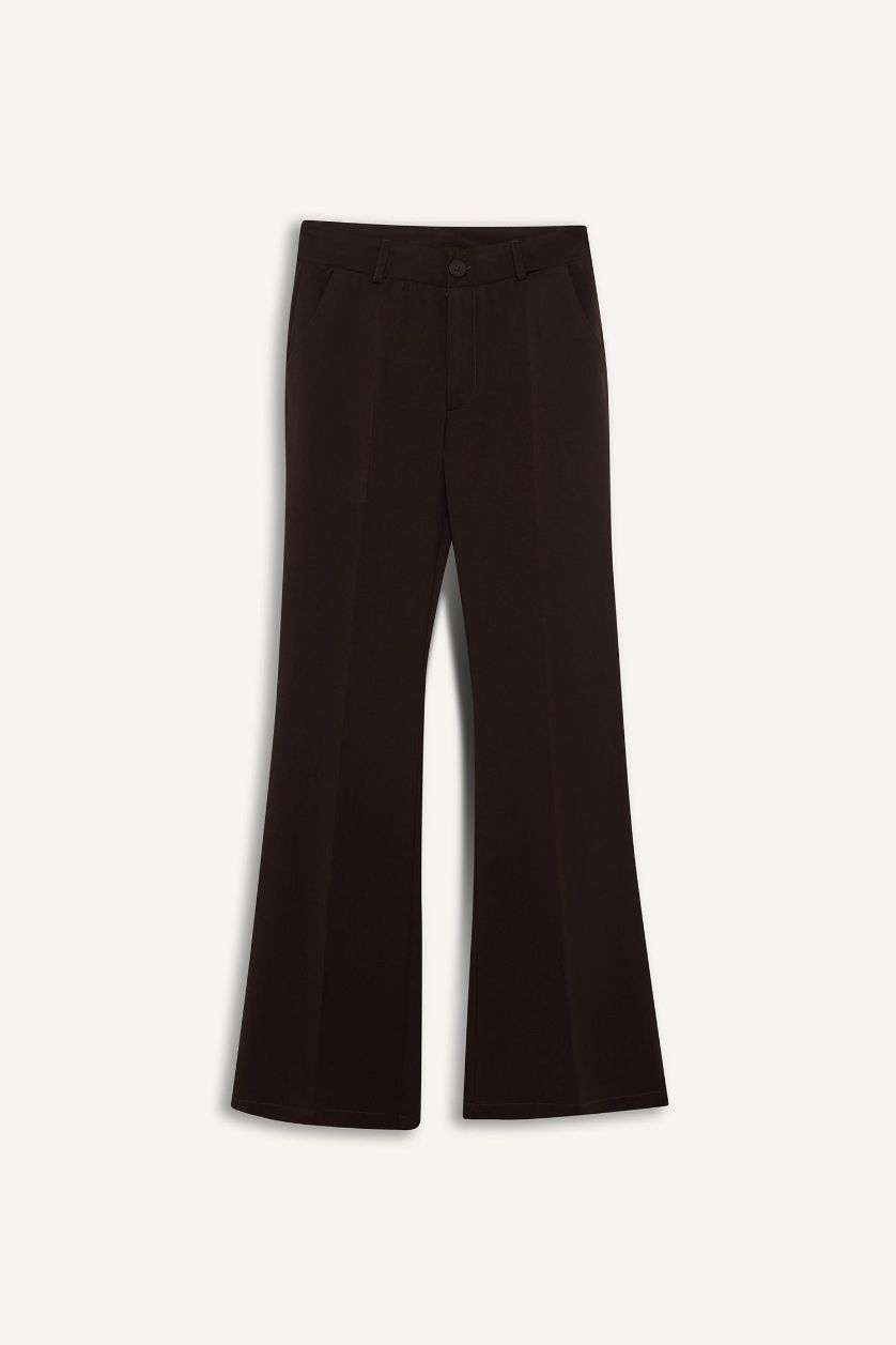 WOMAN Brown Flare Fit Regular Waist Trousers