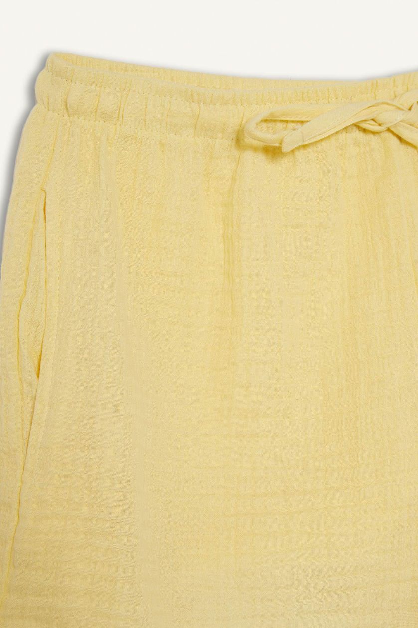 FEMME Jaune Clair Short court en mousseline taille normale