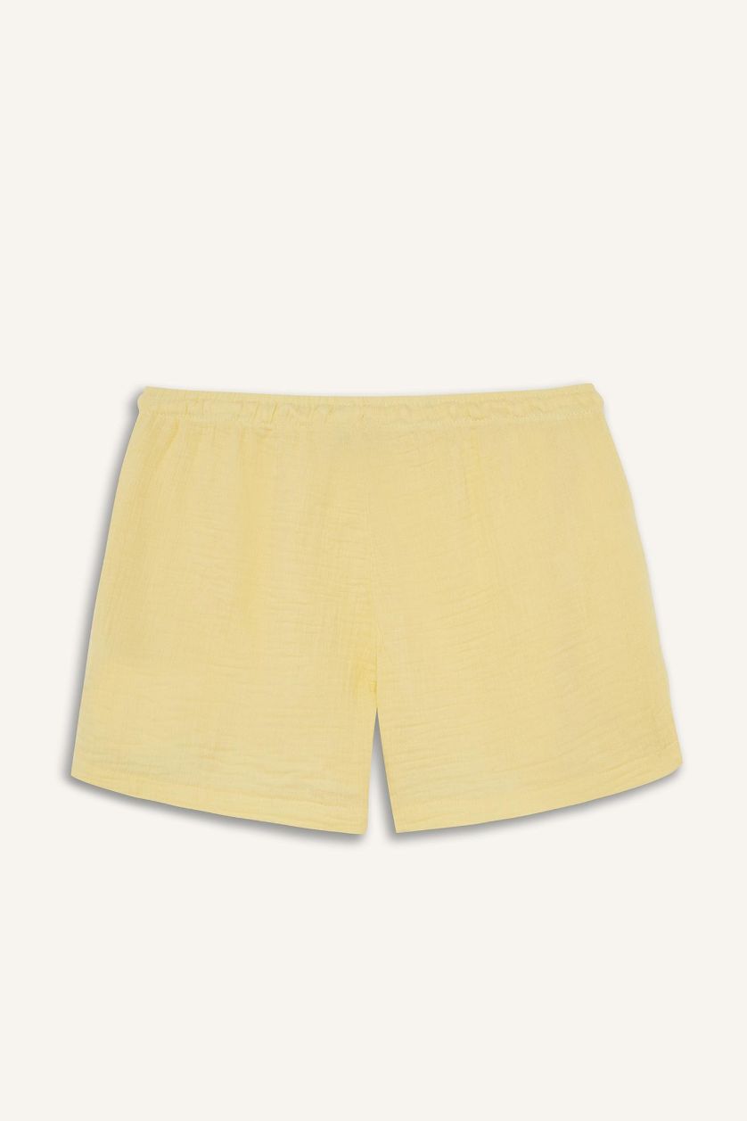 FEMME Jaune Clair Short court en mousseline taille normale