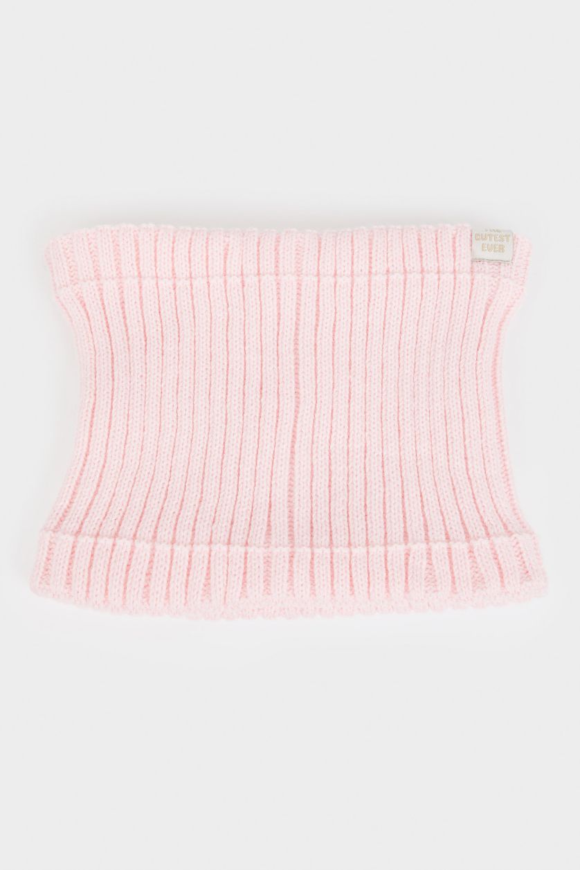 Kız Bebek Açık Pembe İçi Astarlı Triko Boyunluk Kız Bebek