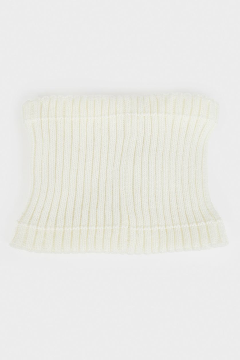 Kız Bebek Beyaz İçi Astarlı Triko Boyunluk Kız Bebek