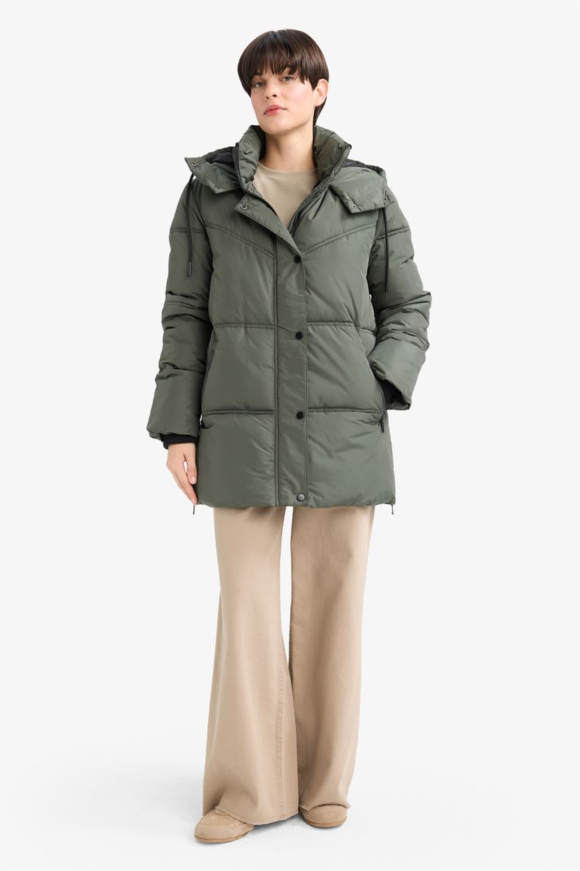 Әйелдерге хаки бас киімді Пальто