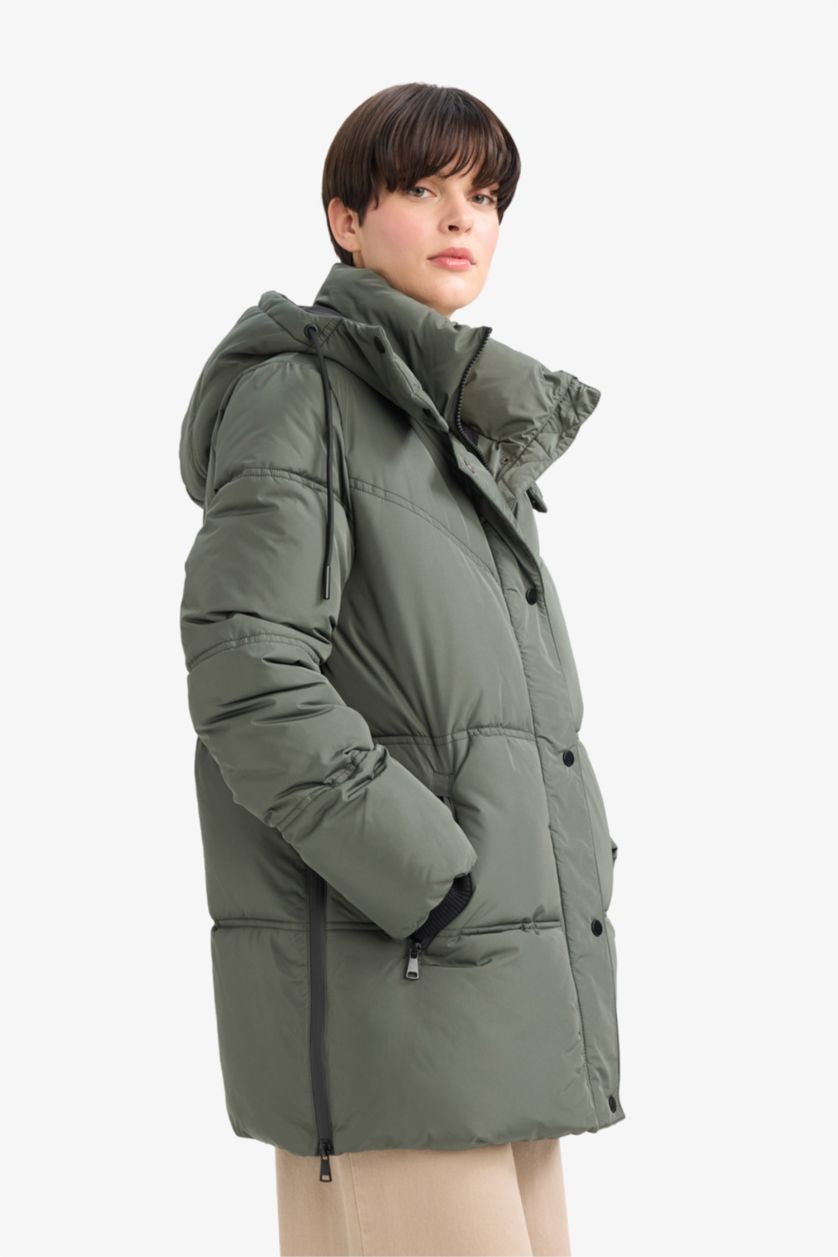 Әйелдерге хаки бас киімді Пальто